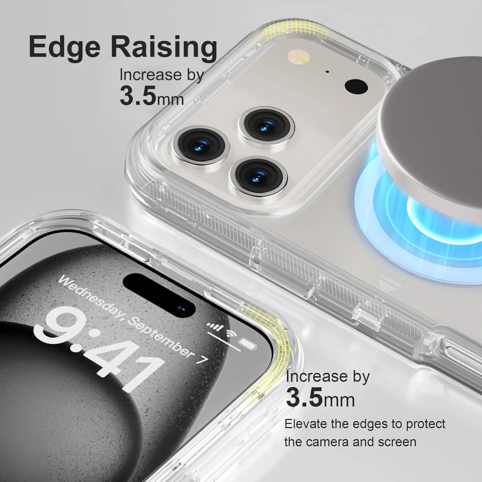 Magsafe Defender Case for Iphone 17 Pro Max 16 15 14 13, Multi-Layer Case Hybrid Heavy Duty Shockproof Case, Magnetic Transparent Clear Cover Protective Smartphone Case for Apple Iphone 17 Air