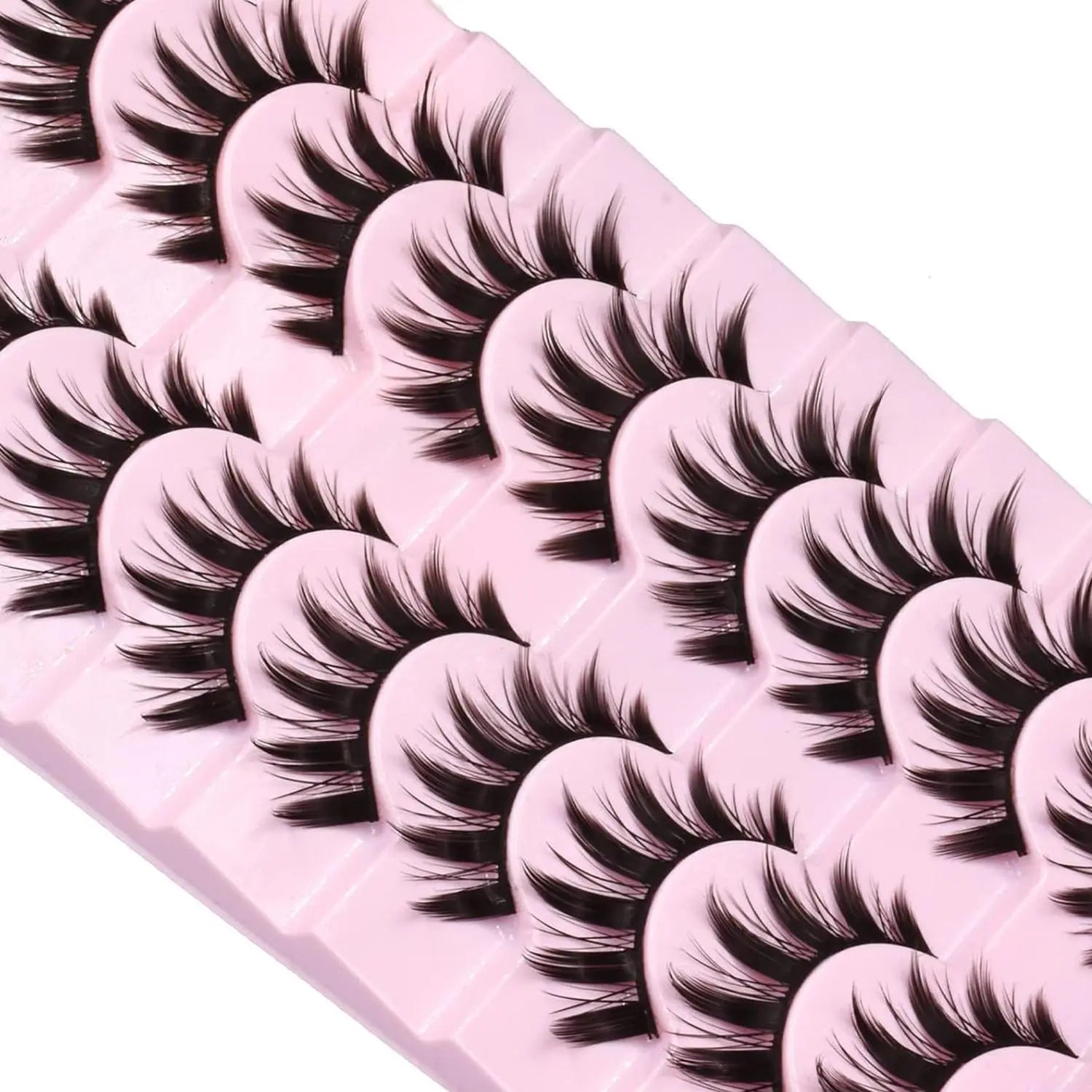 Manga Style Cat Eye Look Volumized False Eyelashes, 10 Pairs Spiky Cluster Lashes, Natural Curl Eye Makeup Strip Lashes, Eyelash Clusters for Women/ Girls Eyelash Extensions for Cosplay & Party, DIY Cluster Lashes