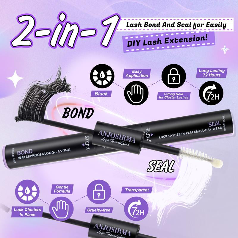 ANJOSIRMA Lash Extension Kit DIY 280Pcs Lash Clusters Eyelash Extension Kit, 9-16Mm 30D 40D Individual Lashes Kit with Lash Bond and Seal, Lash Tweezers